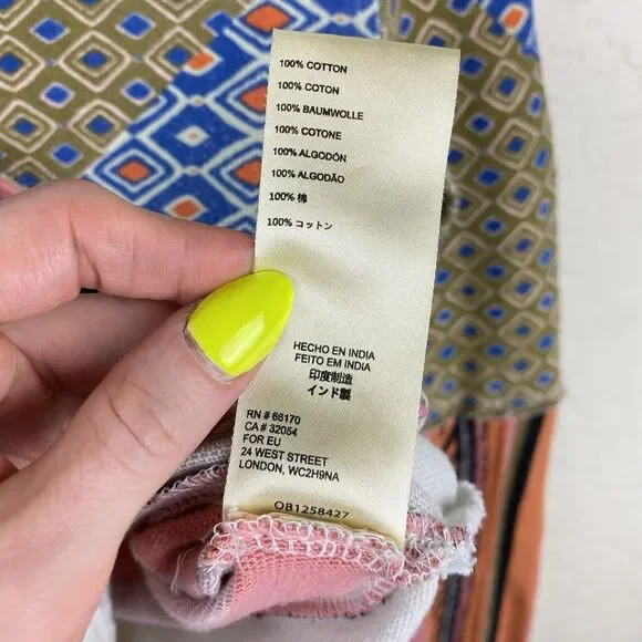 Free People We The Free Alex Tee Multicolor Mixed Print Size S Boho Retro - Picture 9 of 11